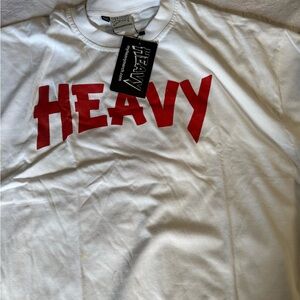 White T-Shirt with Red Print